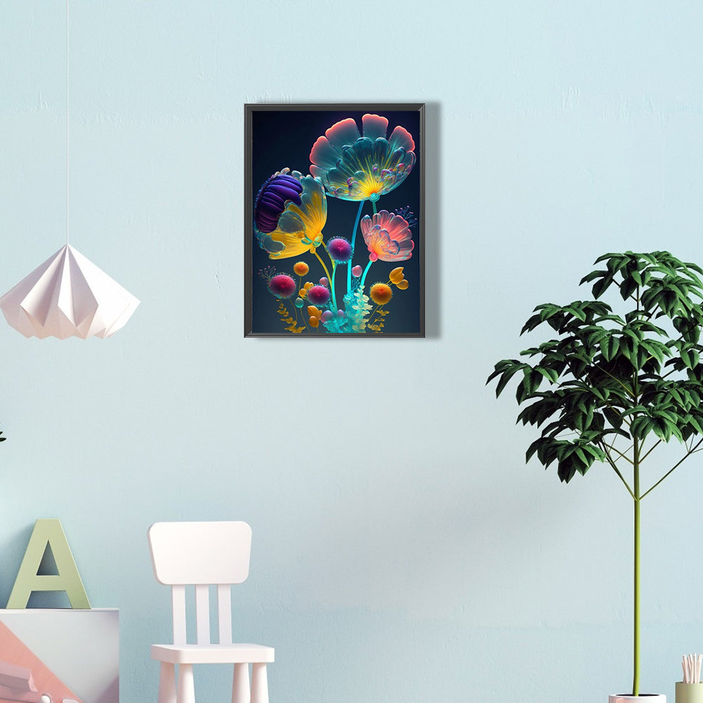 Transparent Underwater Flower - Full Round Drill Diamond Painting 30*40CM