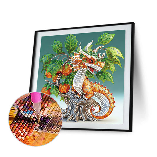 Little Decorative Dragon - Full Round Drill Diamond Painting 30*30CM