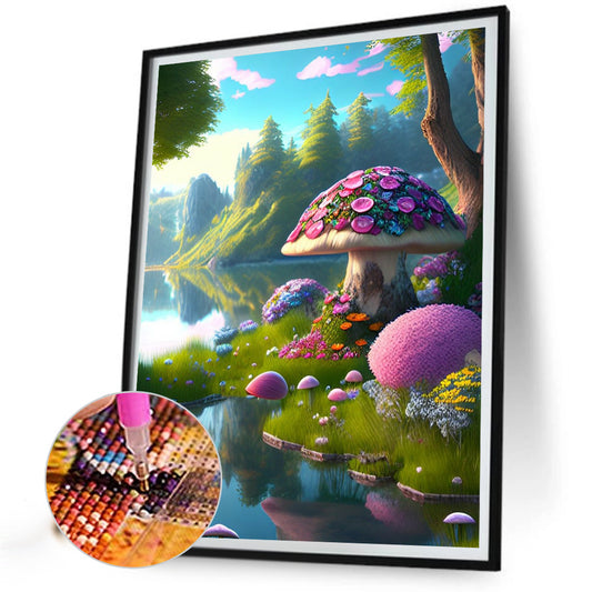 Mushroom Tree - Full Round Drill Diamond Painting 30*40CM