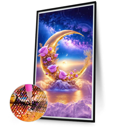 Sea Moon Rose - Full Square Drill Diamond Painting 40*70CM