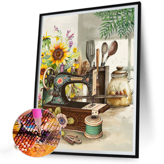 Sewing Machine - Full Round Drill Diamond Painting 30*40CM