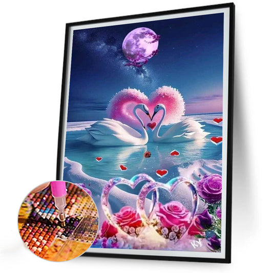 Fantasy Swan Lake - Full Round Drill Diamond Painting 30*40CM