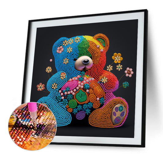 Colorful Bear - Special Shaped Drill Diamond Painting 30*30CM