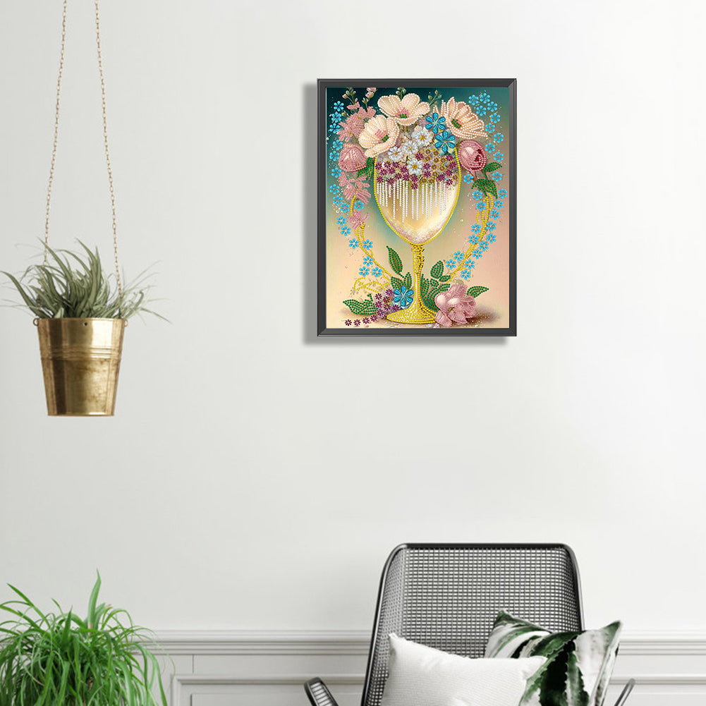 Flower Goblet - Special Shaped Drill Diamond Painting 30*40CM