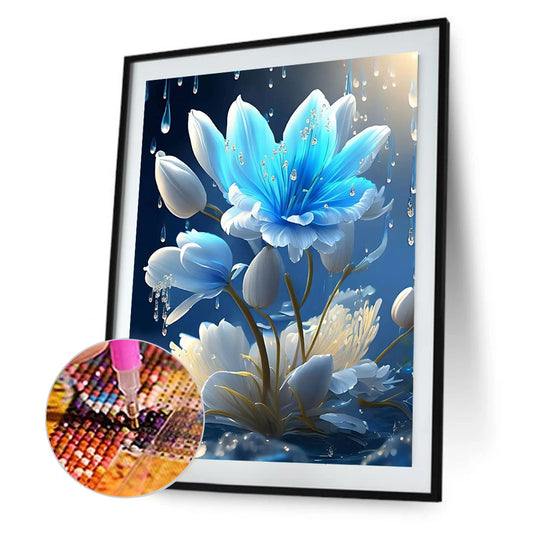 Blue Flowers - Full Square Drill Diamond Painting 30*40CM