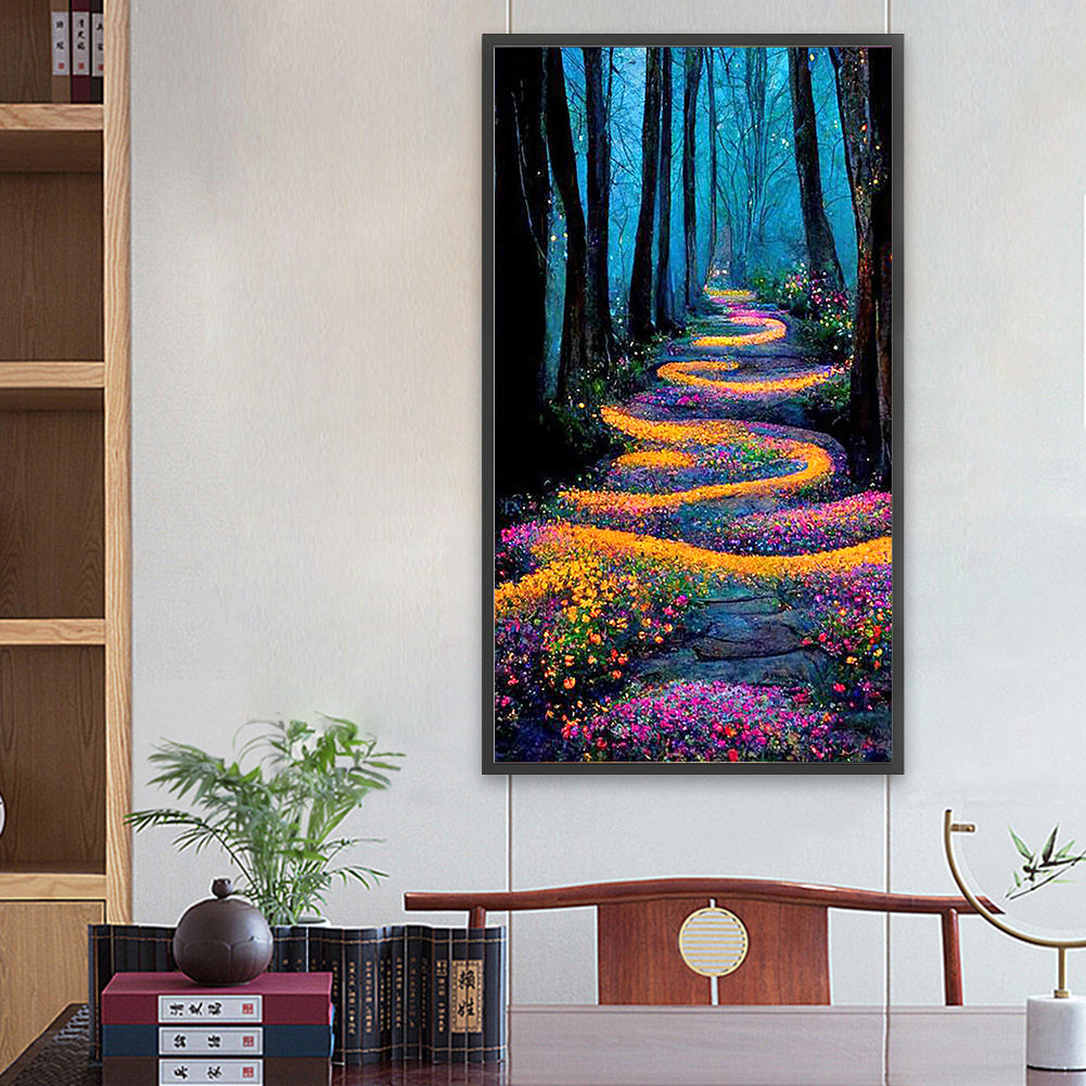 Forest Flower Path - Full Round Drill Diamond Painting 40*70CM