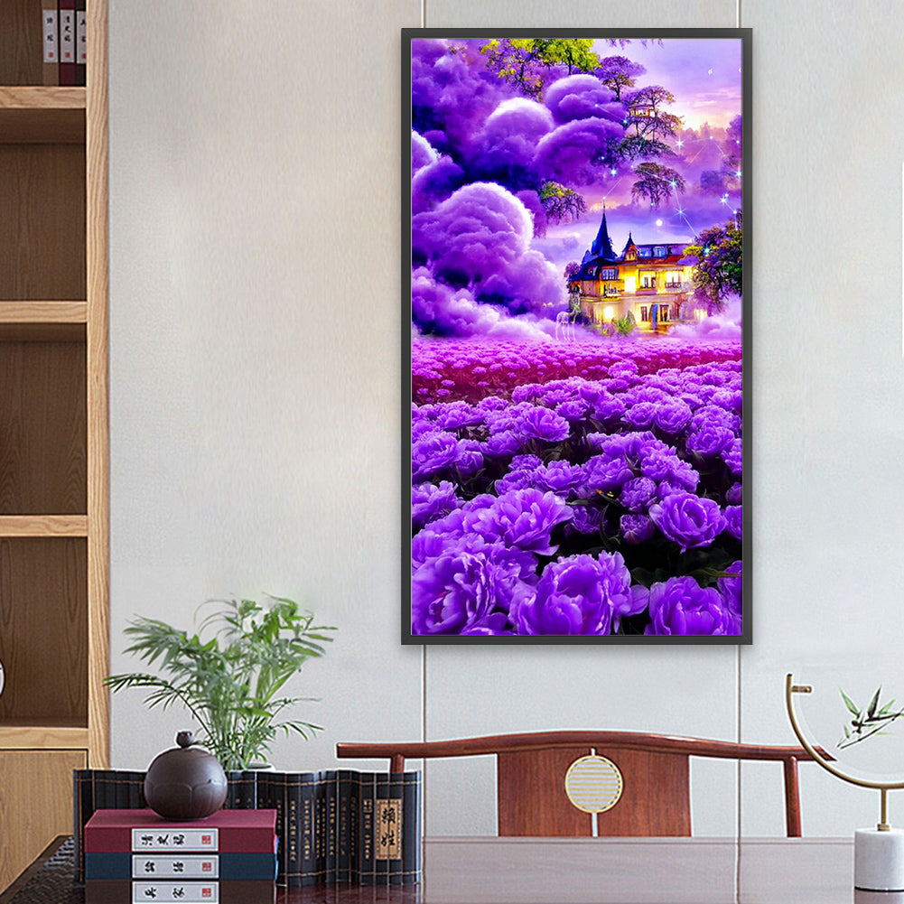 Dream Purple House - Full Square Drill Diamond Painting 40*70CM