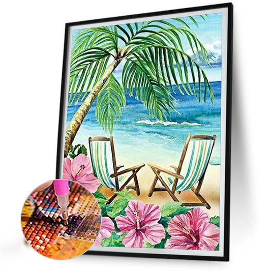 Beach - Full Round Drill Diamond Painting 30*40CM