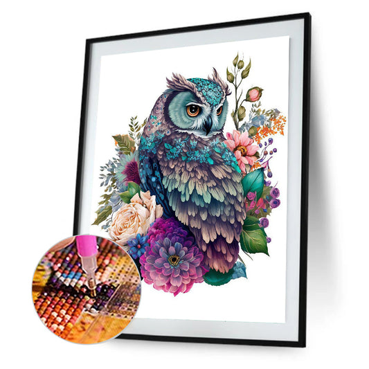 Watercolor Wind Owl - Full Round Drill Diamond Painting 30*40CM