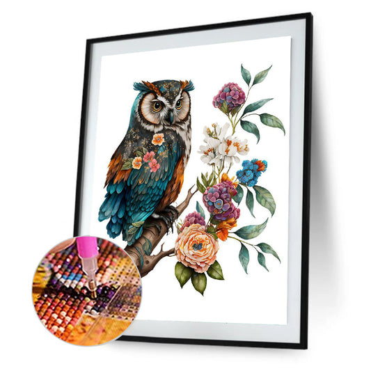 Watercolor Wind Owl - Full Round Drill Diamond Painting 30*40CM