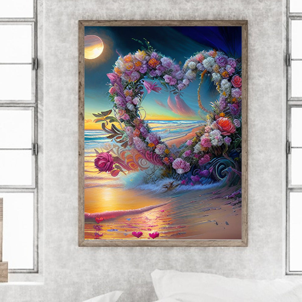 Beautiful Beach Rose - Full Round Drill Diamond Painting 30*40CM