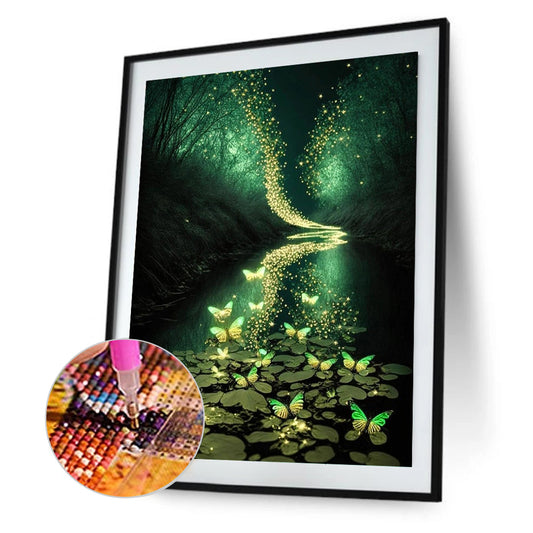 Fluorescent Green Lake - Full Round Drill Diamond Painting 30*40CM
