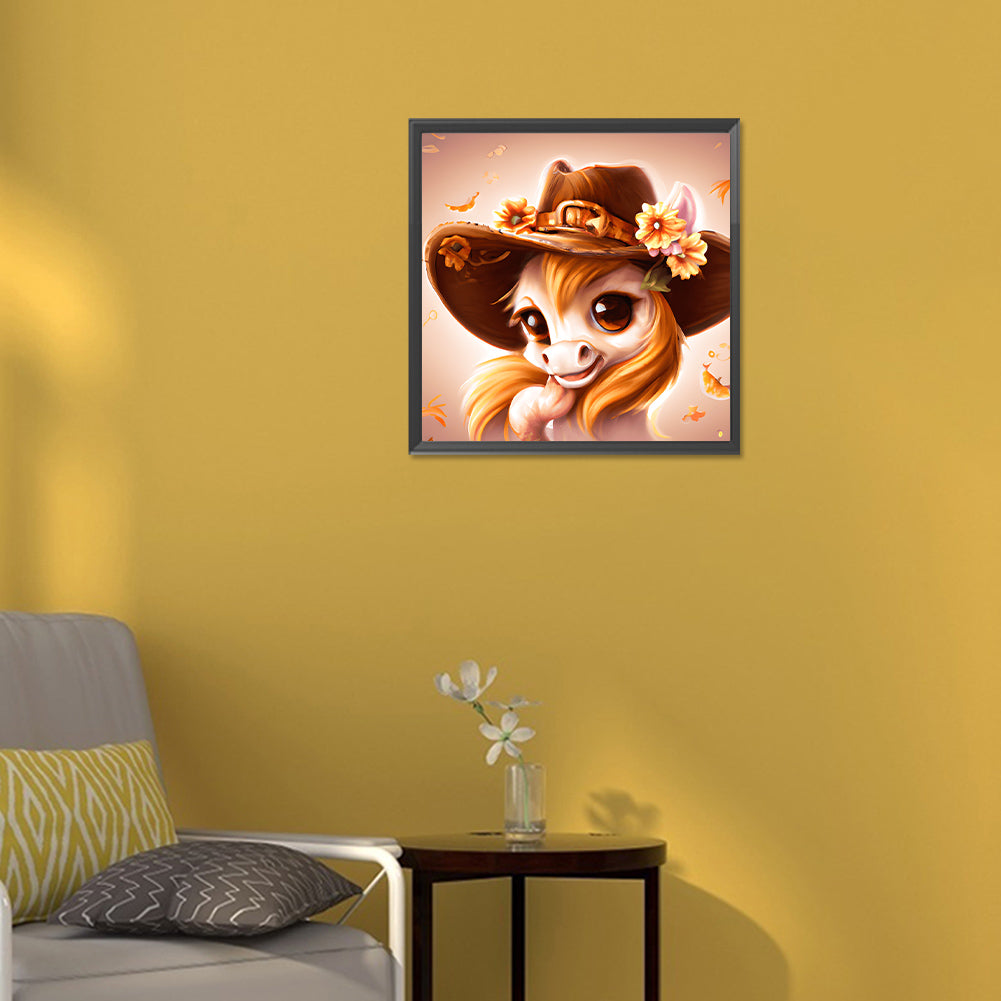 Western Cowboy Hat Pony - Full Round Drill Diamond Painting 30*30CM