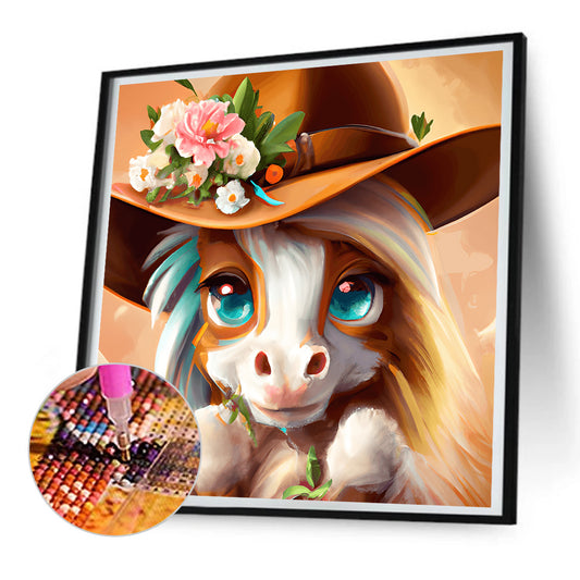 Western Cowboy Hat Pony - Full Round Drill Diamond Painting 30*30CM