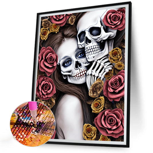 Rose Skull - Full Round Drill Diamond Painting 30*40CM