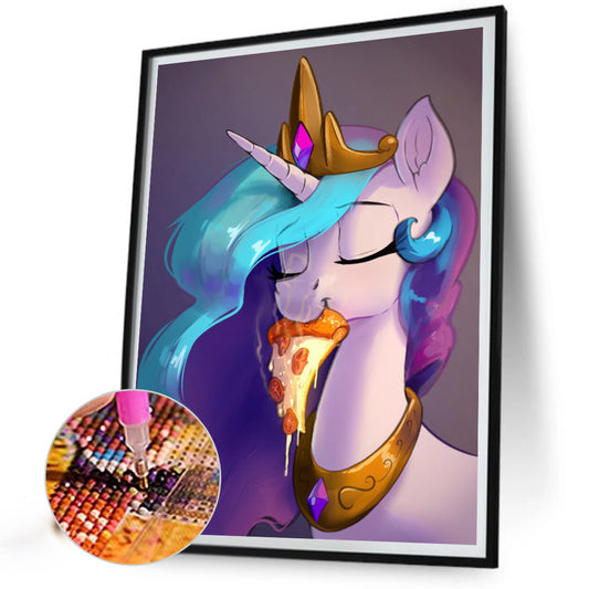 Cosmic Princess Eating Pizza - Full Round Drill Diamond Painting 30*40CM