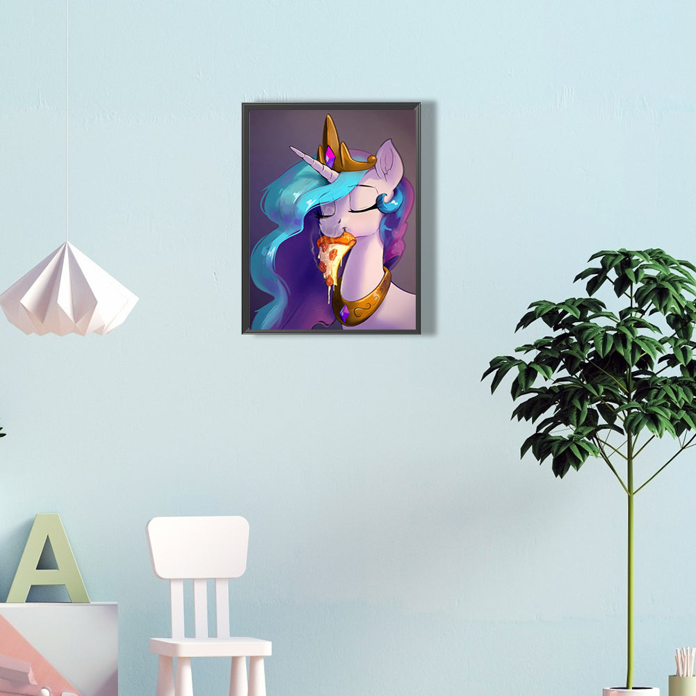 Cosmic Princess Eating Pizza - Full Round Drill Diamond Painting 30*40CM