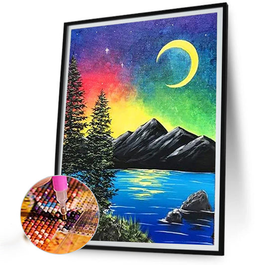 Colorful Moon Scene - Full Round Drill Diamond Painting 30*40CM