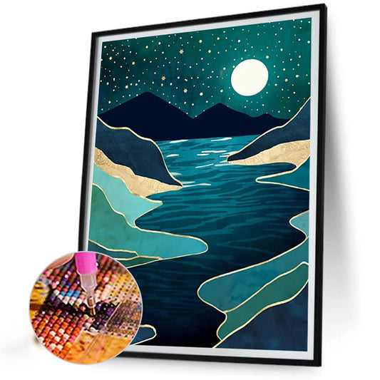 Landscape Under The Moon - Full Round Drill Diamond Painting 30*40CM