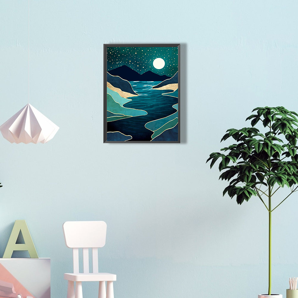 Landscape Under The Moon - Full Round Drill Diamond Painting 30*40CM