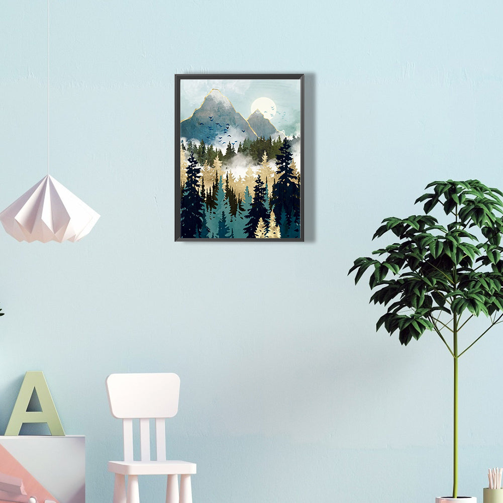 Forest Landscape - Full Round Drill Diamond Painting 30*40CM