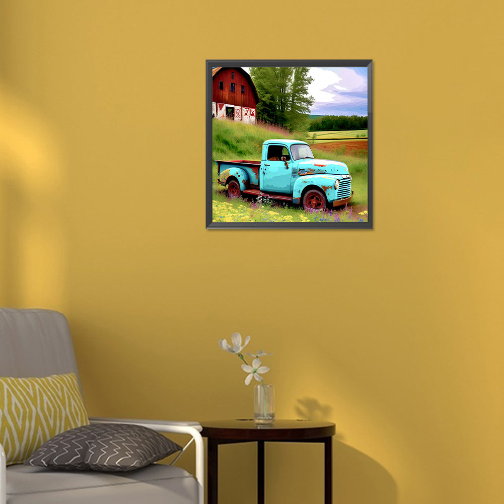 Old Truck On The Farm - Full Round Drill Diamond Painting 30*30CM