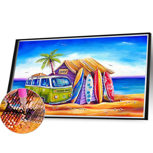 Beach Minibus - Full Round Drill Diamond Painting 40*30CM