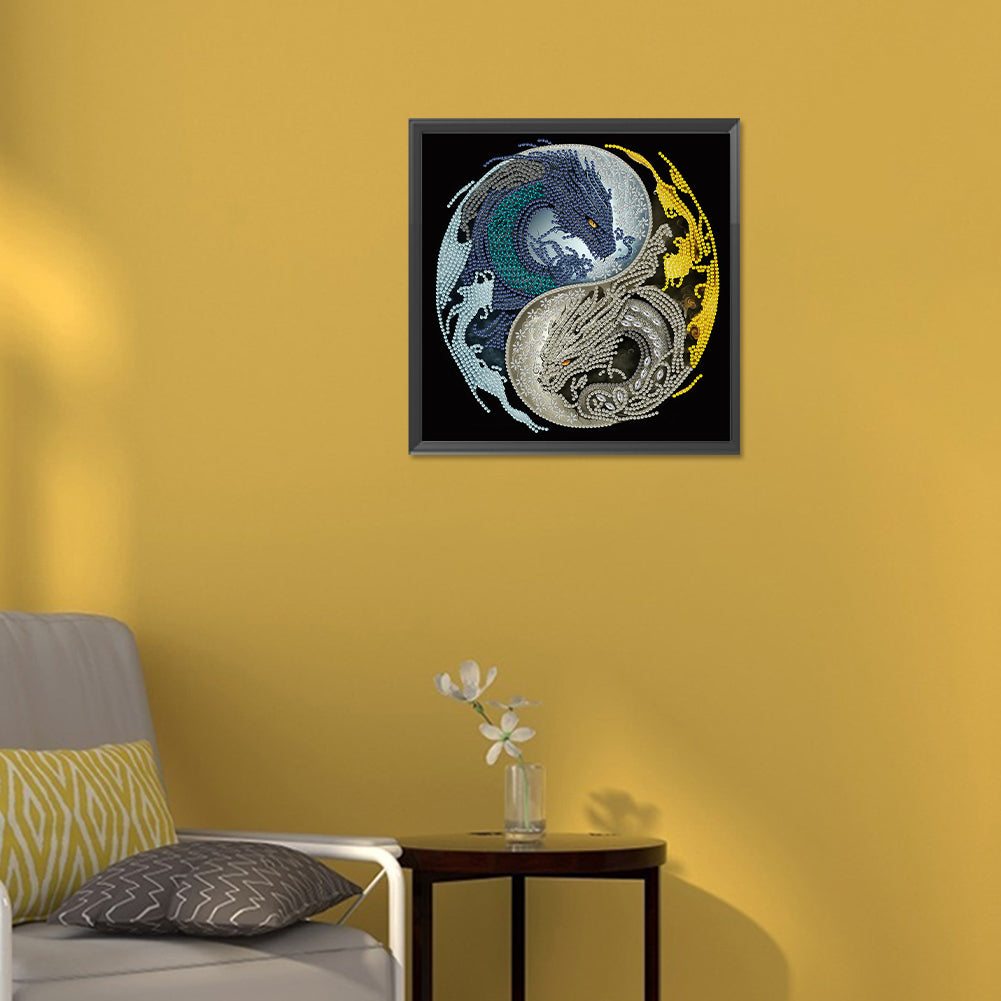 Tai Chi Yin Yang Dragon - Special Shaped Drill Diamond Painting 30*30CM