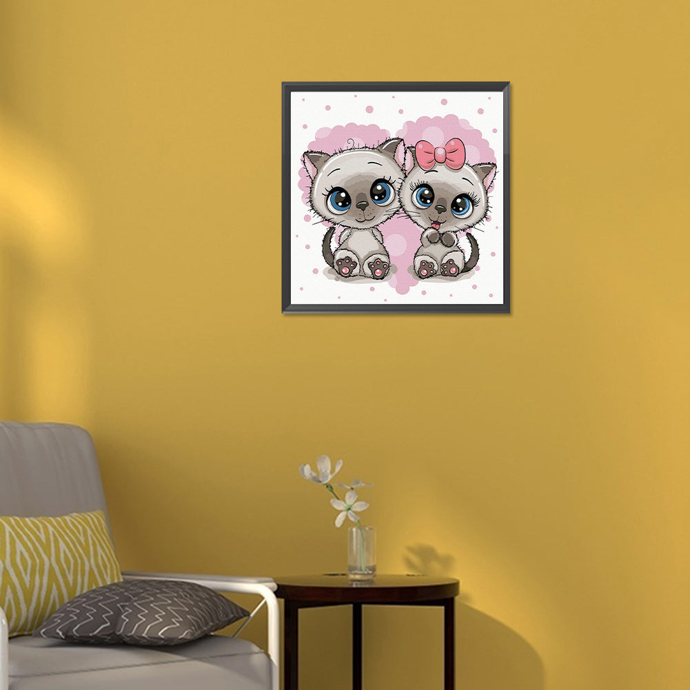 Two Kittens - Full Round Drill Diamond Painting 30*30CM