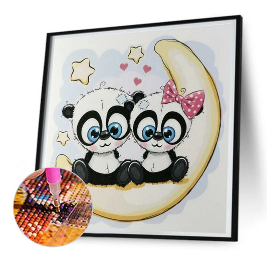 Two Pandas On The Moon - Full Round Drill Diamond Painting 30*30CM