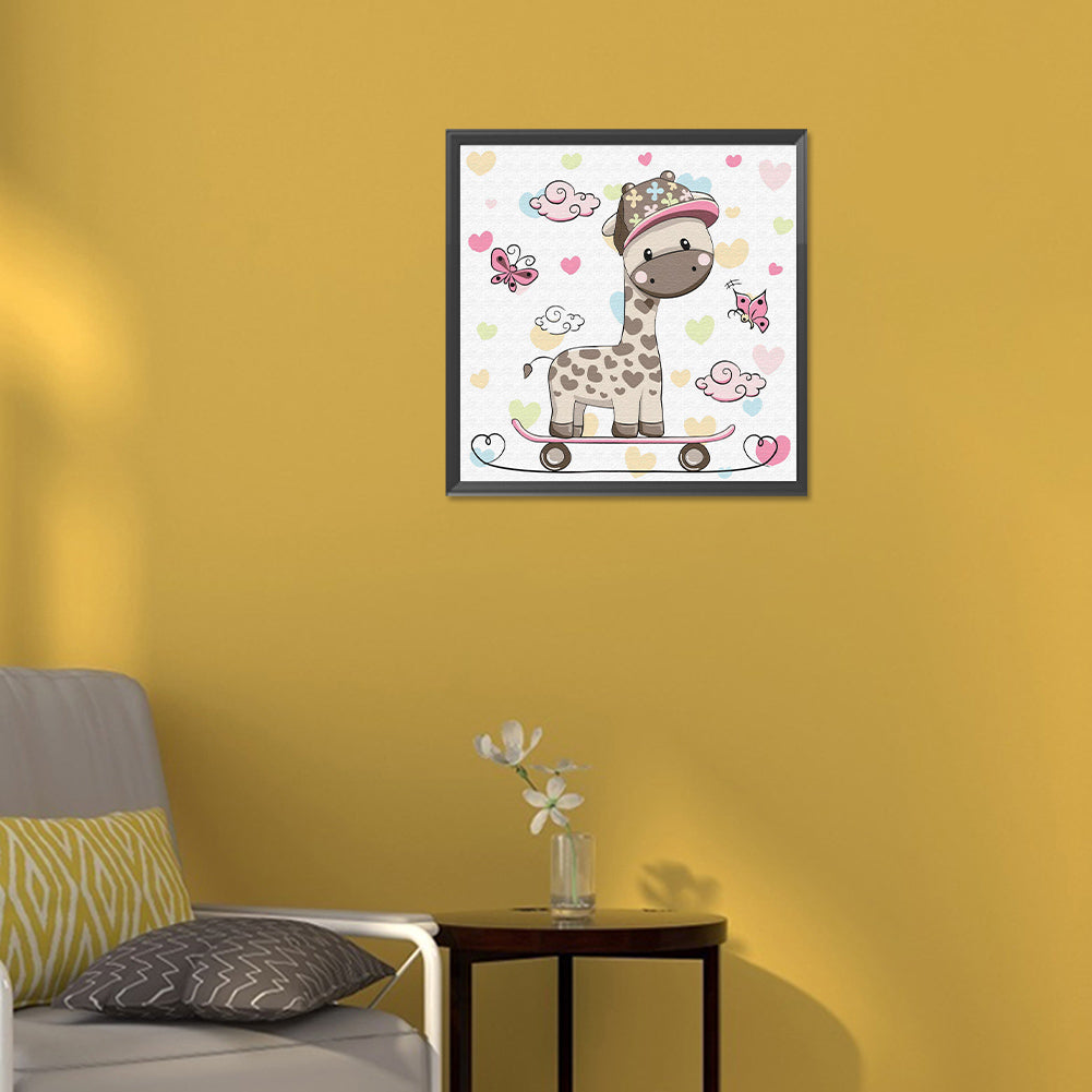 Giraffe Outside - Full Round Drill Diamond Painting 30*30CM