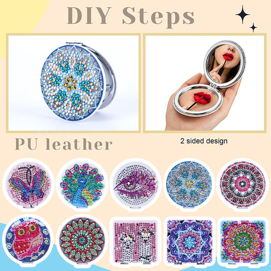 DIY Diamond Painting Makeup Mirror Portable Diamond Art Mosaic Makeup Mirror