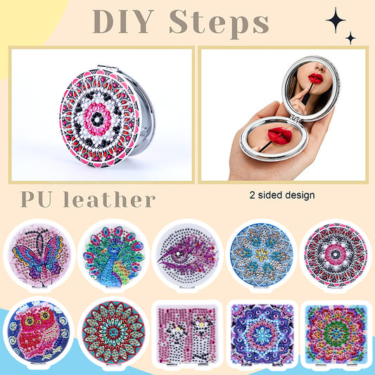 DIY Diamond Painting Makeup Mirror Portable Diamond Art Mosaic Makeup Mirror