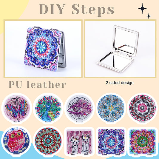 DIY Diamond Painting Makeup Mirror Portable Diamond Art Mosaic Makeup Mirror