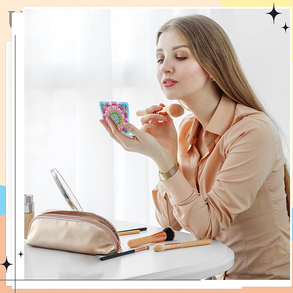 DIY Diamond Painting Makeup Mirror Portable Diamond Art Mosaic Makeup Mirror