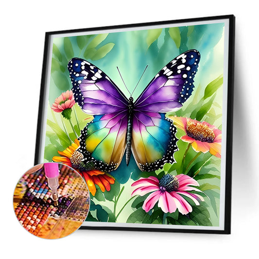 Butterfly In The Garden - Full Round Drill Diamond Painting 30*30CM