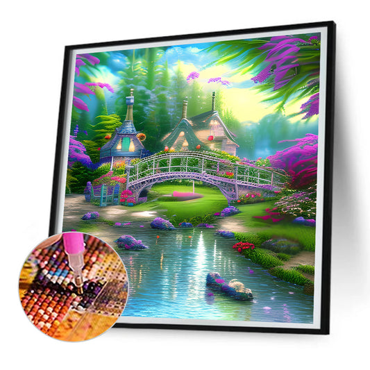 Park Arch Bridge - Full Round Drill Diamond Painting 30*30CM
