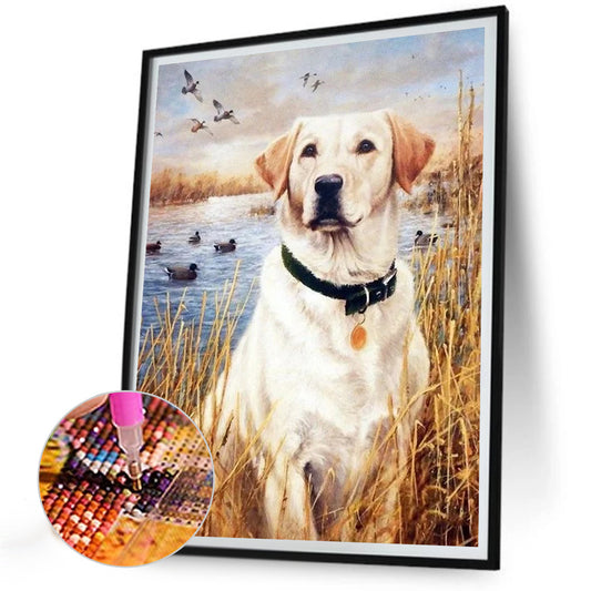 Lakeside Puppy - Full Round Drill Diamond Painting 30*40CM