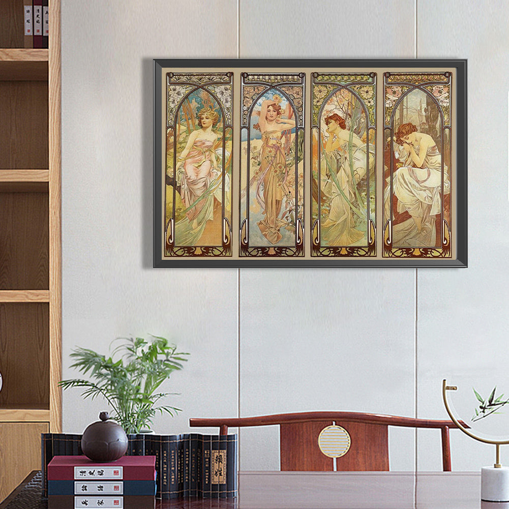 Art Illustration - Mucha - Full Round Drill Diamond Painting 70*50CM
