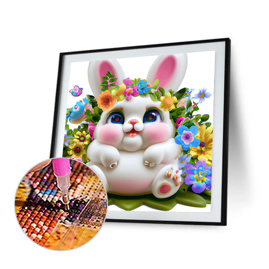 Bunny In The Flowers - Full Round Drill Diamond Painting 30*30CM