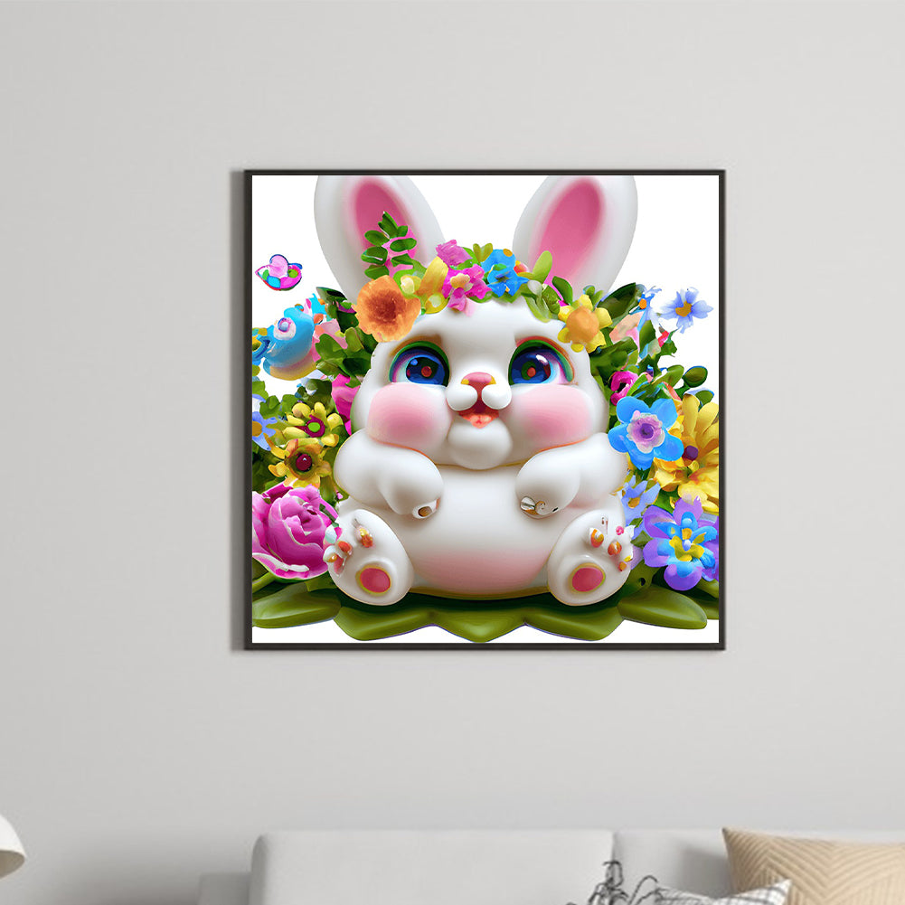 Bunny In The Flowers - Full Round Drill Diamond Painting 30*30CM
