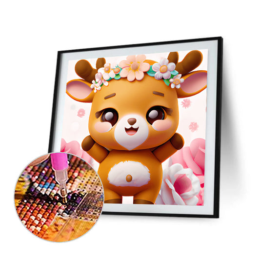 Giraffe In The Flowers - Full Round Drill Diamond Painting 30*30CM