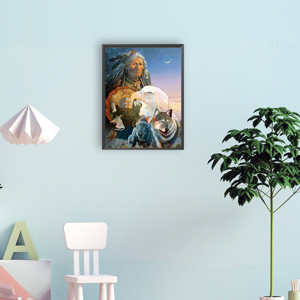 Indians - Full Round Drill Diamond Painting 30*40CM