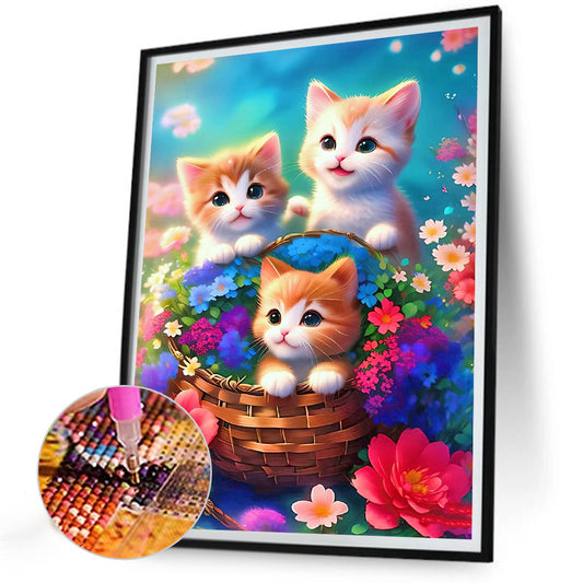 Three Kittens - Full Round Drill Diamond Painting 30*40CM