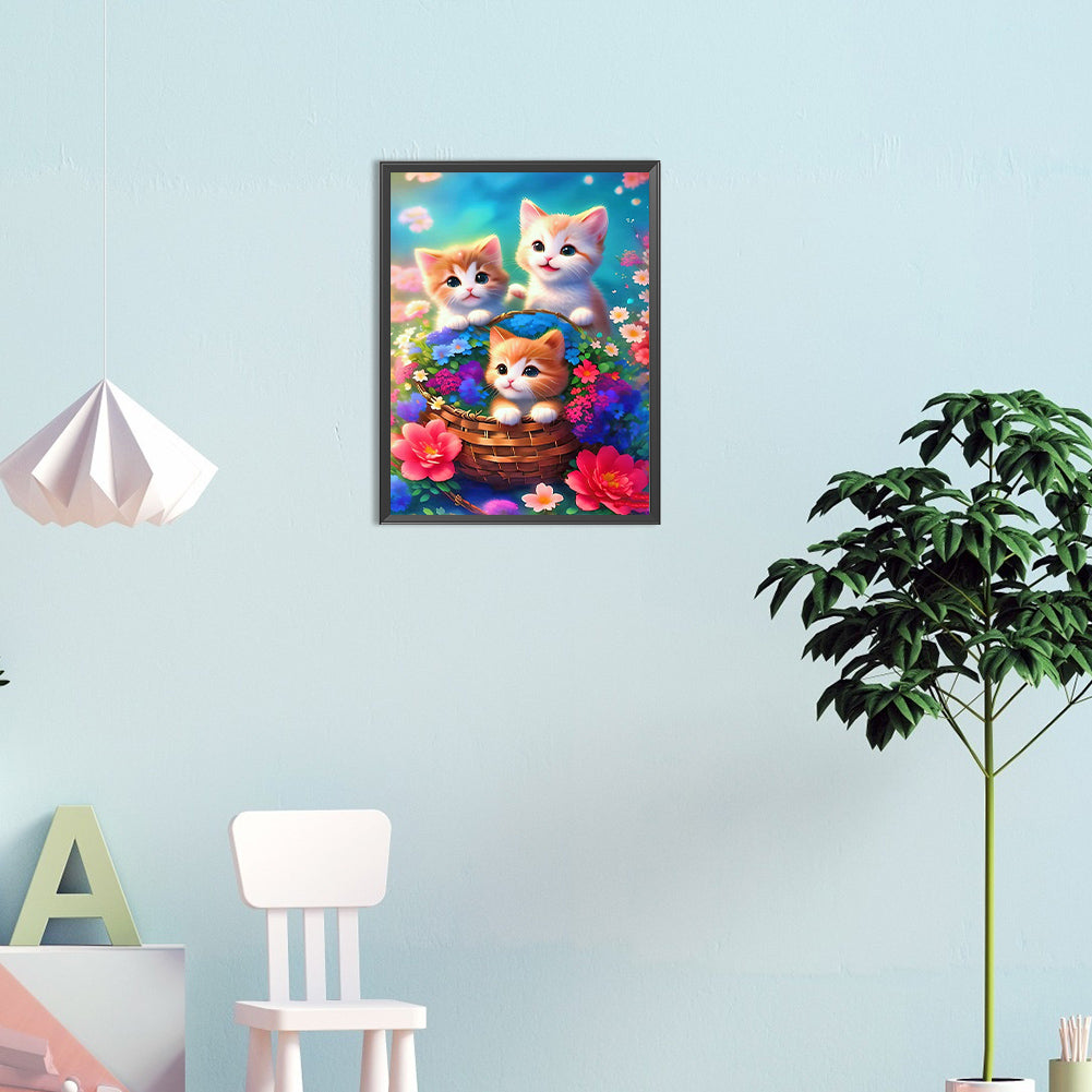 Three Kittens - Full Round Drill Diamond Painting 30*40CM