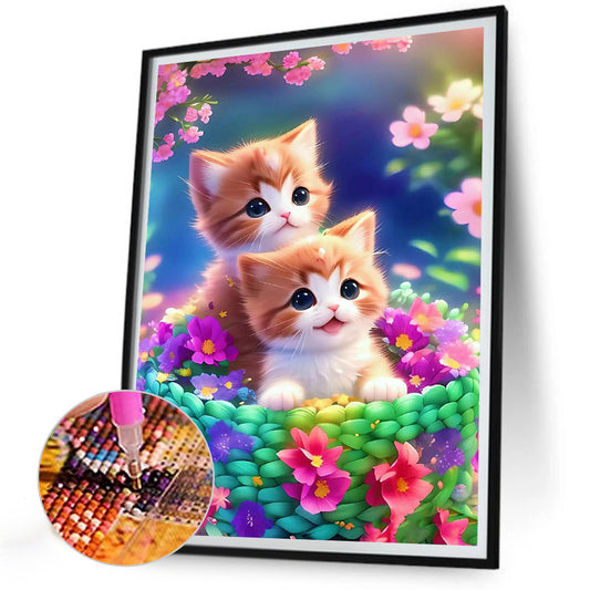Two Kittens Looking In The Same Direction - Full Round Drill Diamond Painting 30*40CM