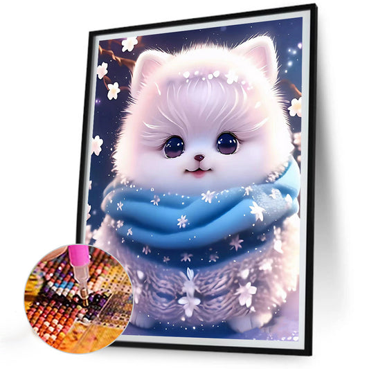 Puppy Surrounded By Scarf - Full Round Drill Diamond Painting 30*40CM