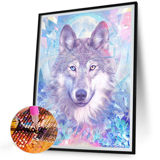 Wolf Under Design Background - Full Round Drill Diamond Painting 30*40CM