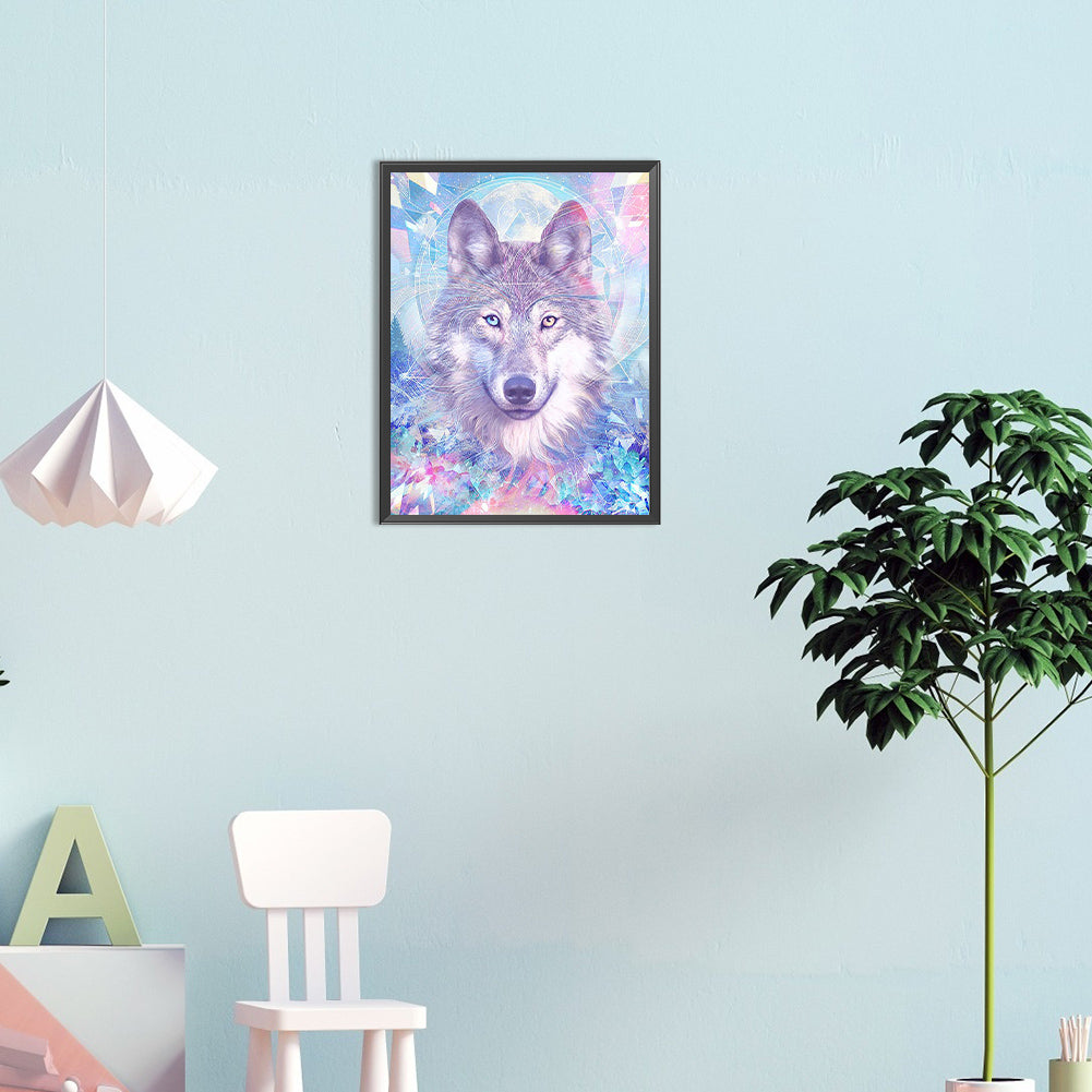 Wolf Under Design Background - Full Round Drill Diamond Painting 30*40CM