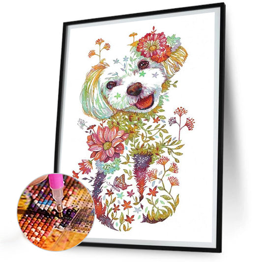 Blossom Puppy - Full Round Drill Diamond Painting 30*40CM
